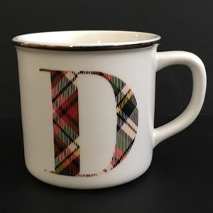 Pottery Barn Plaid Initial D Mug. NEW